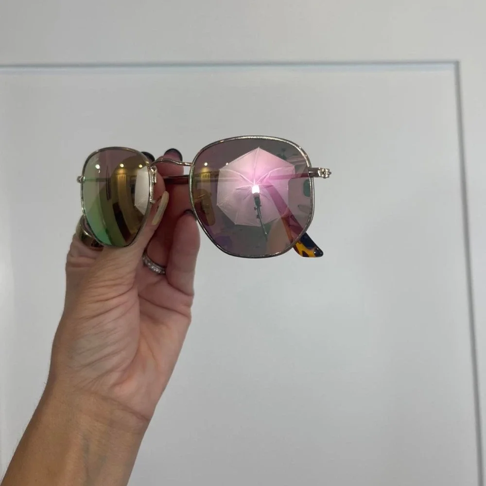 Ray-Ban Gold Mirrored Hexagonal Sunglasses